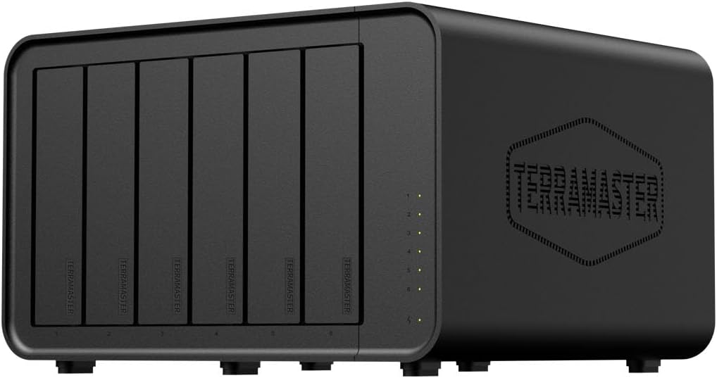 TERRAMASTER F6-424 NAS Storage 6Bay - N95 Quad-Core CPU, 8GB DDR5 RAM, Dual 2.5GbE Ports, Network Attached Storage with High Performance (Diskless)