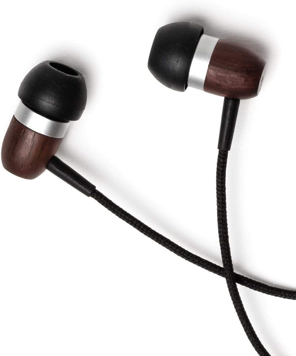 Symphonized Premium Wooden Earphones Wired (3.5mm Jack) Deep Bass Sound, 3D Sound, Microphone Volume Control, 90% Noise Cancelling for Type C Devices. Earphones for Android