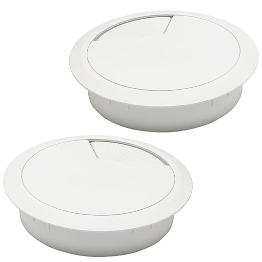Desk Grommet 2-3/8" (60 mm), Desk Cord Hole Cover, White 2 Pcs