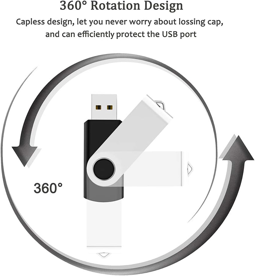 USB Flash Drive 8GB 100 Pack, Bulk USB 2.0 Flash Drives Thumb Drive Swivel Memory Stick Jump Drive Pen Drive,8 gig 100 Pieces