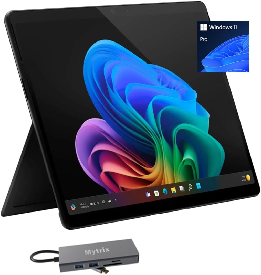 Microsoft Surface Pro 11 (16GB RAM | 512GB SSD) Copilot+ PC Tablet w/11-in-1 Hub, 13" 2.8K OLED 120Hz Touch, Snapdragon X Elite w/AI NPU @45 TOPS, AI-Enhanced Camera, Win 11 Pro, Black (Renewed)