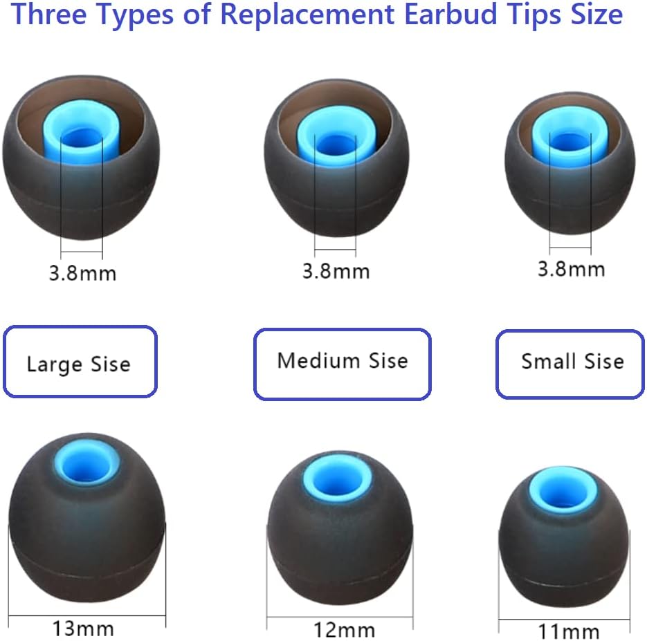 Earbuds Replacement Tips Silicone Earbud Tips Ear Gels Fit for Inner Hole from 3.8mm - 5.1mm Earphones 9 Pairs S/M/L
