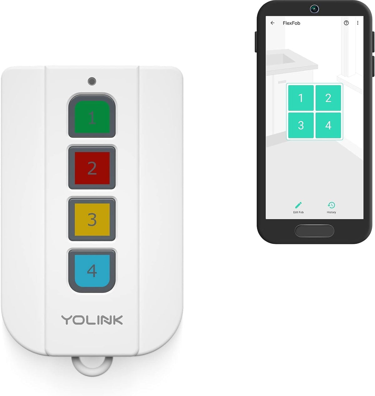 FlexFob 4-Button Smart Fob, up to 8 Functions, Trigger Alexa Routines & IFTTT Applets, Smart Buttons, Hub Required!