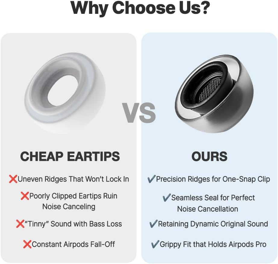 AZLA Crystal for Airpods Pro 1st & 2nd Gen (ML) – Airpod Pro Ear Tip Replacement – Airpod Pro Tips with Premium Silicone