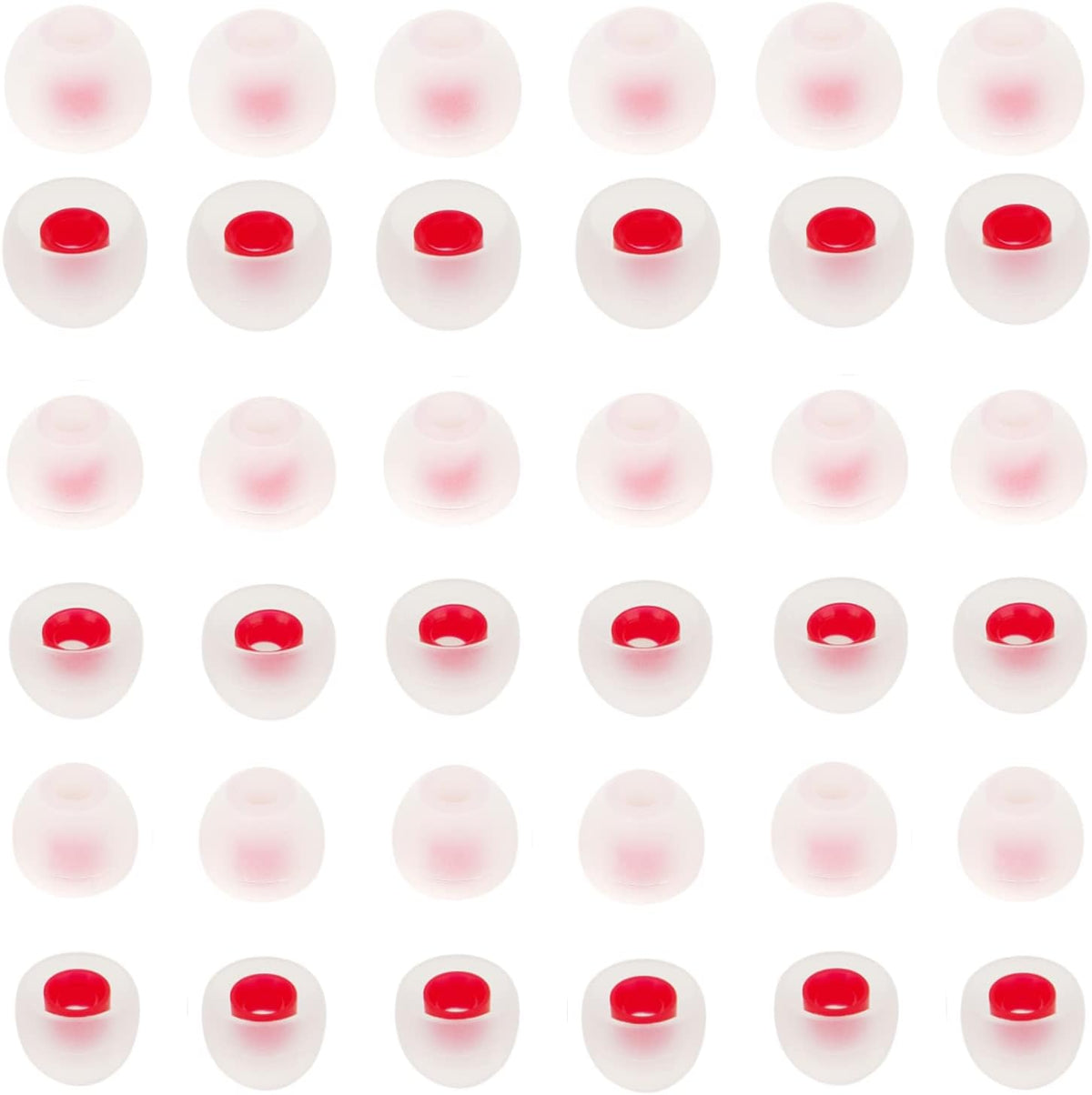 Silicone Earbud Tips - Soft & Comfortable Earphone Cushions, 18 Pairs (S/M/L) - White & Red, Fits 3.8mm-5.5mm Inner Hole, Compatible with Most in-Ear Headphones
