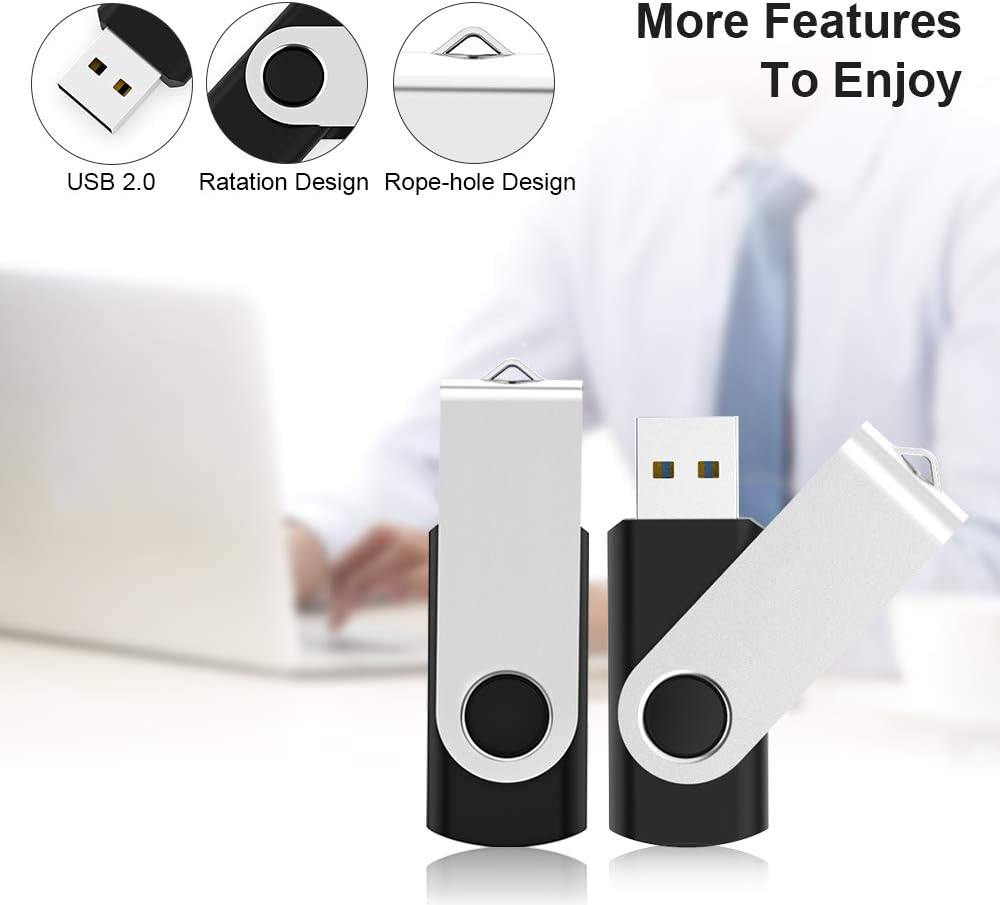 KEXIN 20 Pack 32 GB Flash Drive 3.0 Thumb Drive 32G Transfer Speed Up to 80MB/s Swivel USB 3.0 Flash Drive 20 Pack 3.0 Jump Drive Black