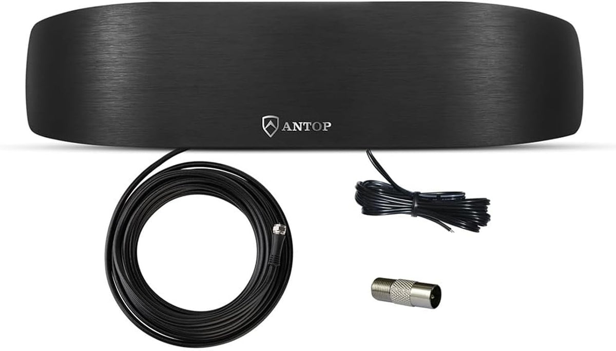 Adenauer 75 Antop FM Radio Antenna, Multi-Directional Indoor FM Telescopic Antenna Ohm, with Amplifier Signal Booster