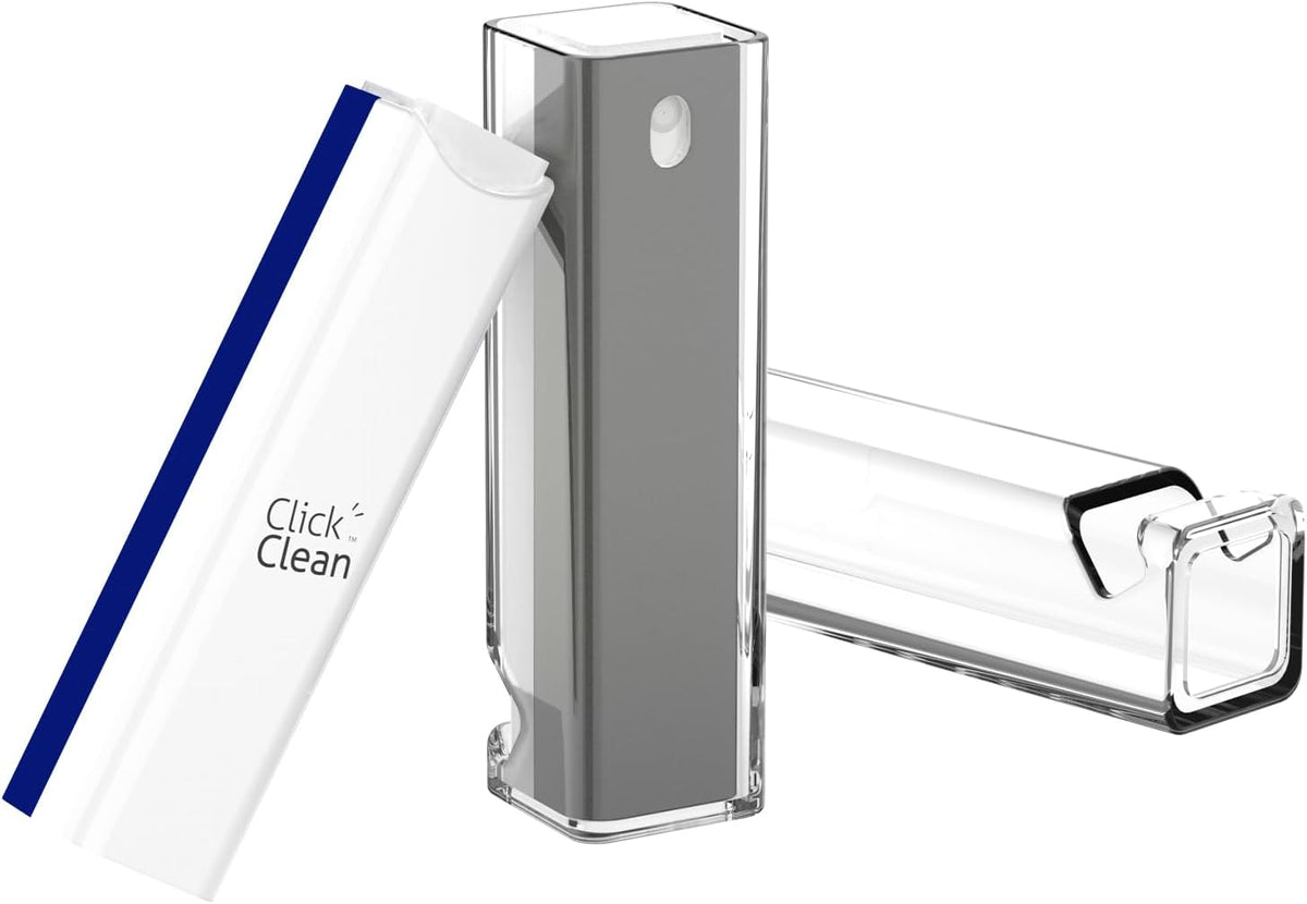 CLICK CLEAN 2Pcs Screen Cleaner, Fingerprint Proof Mist Cleaner Spray, All-in-One Cleaner with Microfiber for All Phones, Laptop and Tablet Screens (Grey + Dark Blue)