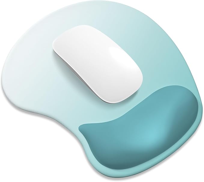 ITNRSIIET Ergonomic Mouse Pad, Cushioned Gel Wrist Rest, Non-Slip Base, Smooth Surface, Compatible with All Mice for Office & Gaming, Desk Accessory, 9.5 x 8.2 inch, Light Green Gradient