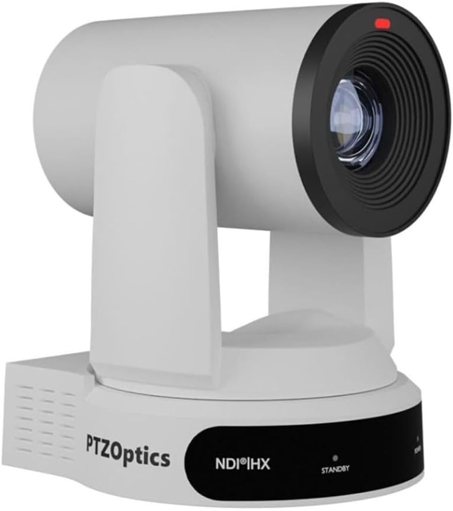 PTZOptics Move 4K 30x Auto-Tracking PTZ Camera with Built-in Tally Light, 3D Noise Reduction, and Advanced White Balance Modes (White)