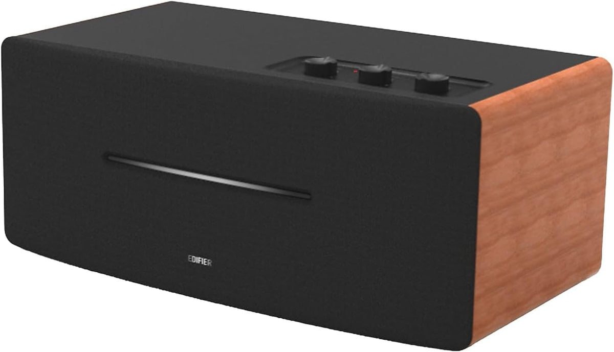 Edifier D12 Integrated Desktop Computer Speakers with Bluetooth 5.0, Wireless Stereo Tabletop Speaker 70 Watts RMS with Subwoofer Line Out, RCA, Aux Input for PC Monitor Laptop - Wooden Enclosure