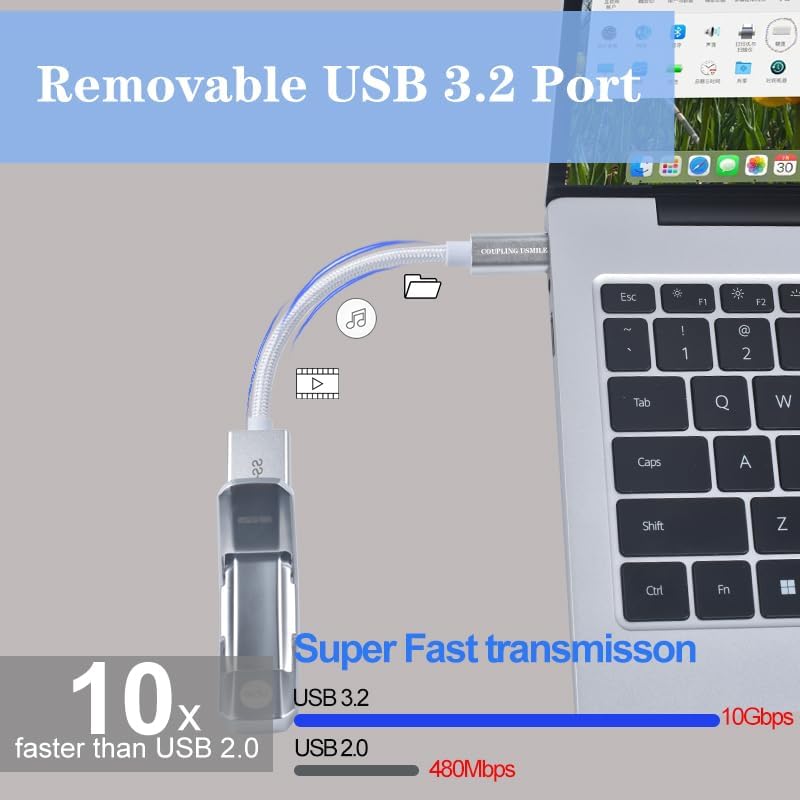 USB C to USB 3.2 Adapter [2pcs Silver], Transfer up to 10Gbps, Type C to USB(Male-Female OTG Cable USBC to USB Adapter Compatible with MacBook Pro/Air, iPhone 15 Pro Max Plus
