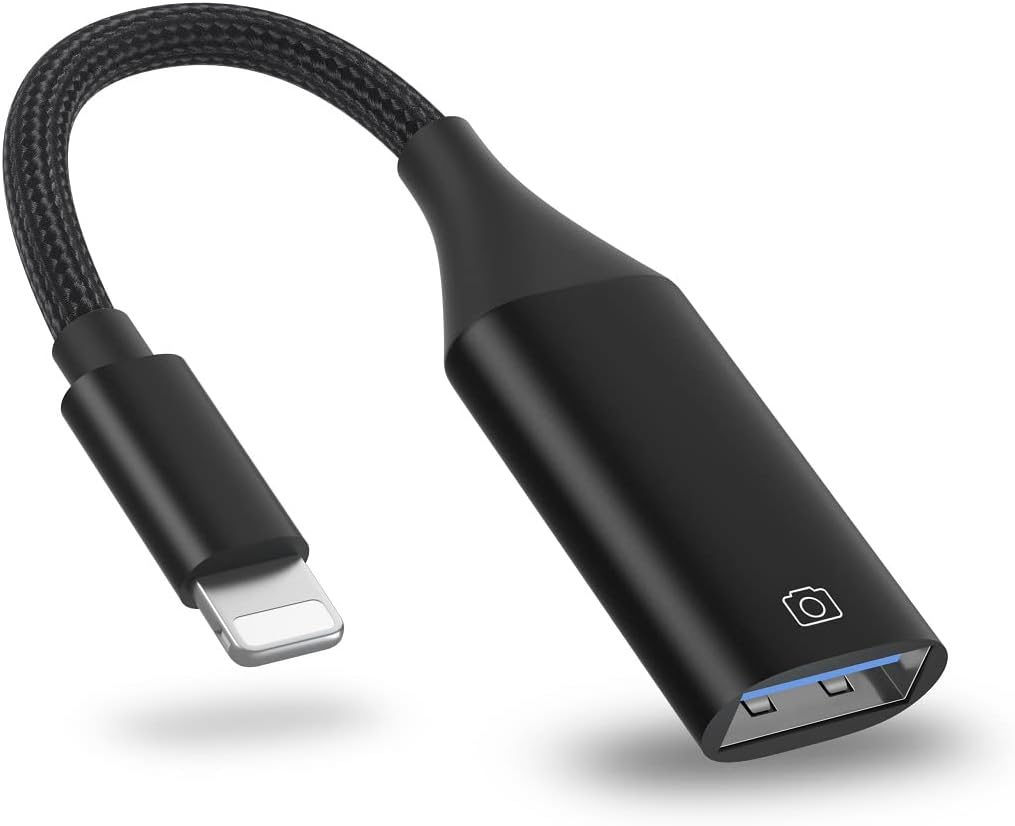 IVSHOWCO Camera Adapter for iPhone, iPad to USB OTG Cable Adapter, Supports USB Flash Drive, Card Reader, Mouse, Keyboard, MIDI