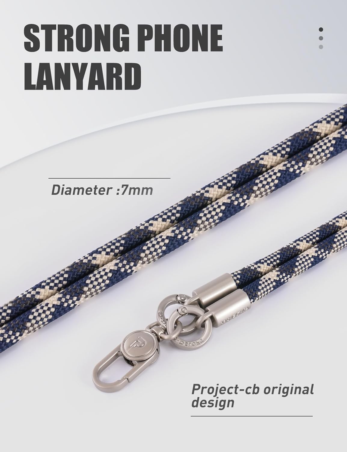 project-cb Phone Lanyard×1,Phone Tether Tab×2, Crossbody Cell Phone Lanyard,Rope Lanyard,Universal Adjustable Phone Strap(Titanblue-S)