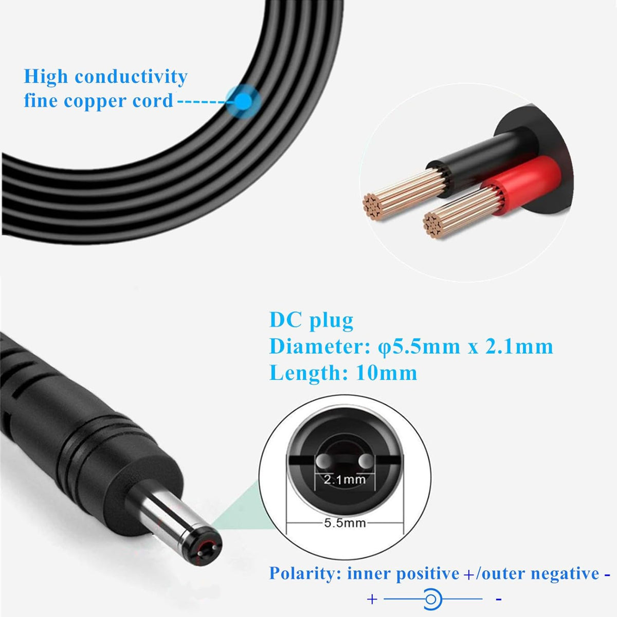GuanTing 5V 1A DC5V 11 5Volt 1A 500mA 400mA 200mA 100mA 5V 6FT AC Adapter Power Supply Cord with Plug Tips AC to DC