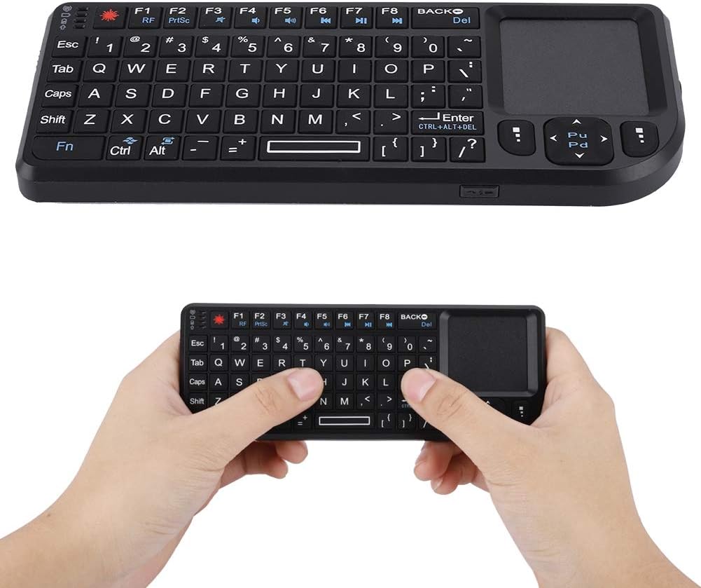 2.4GHz Touchpad Keyboard,A8 Mini Rechargeable Ultra-Thin Mini USB Backlit Keyboard with IR Light for HTPC for PS3/4 for 360 and ONE(QWERTY Keypad)