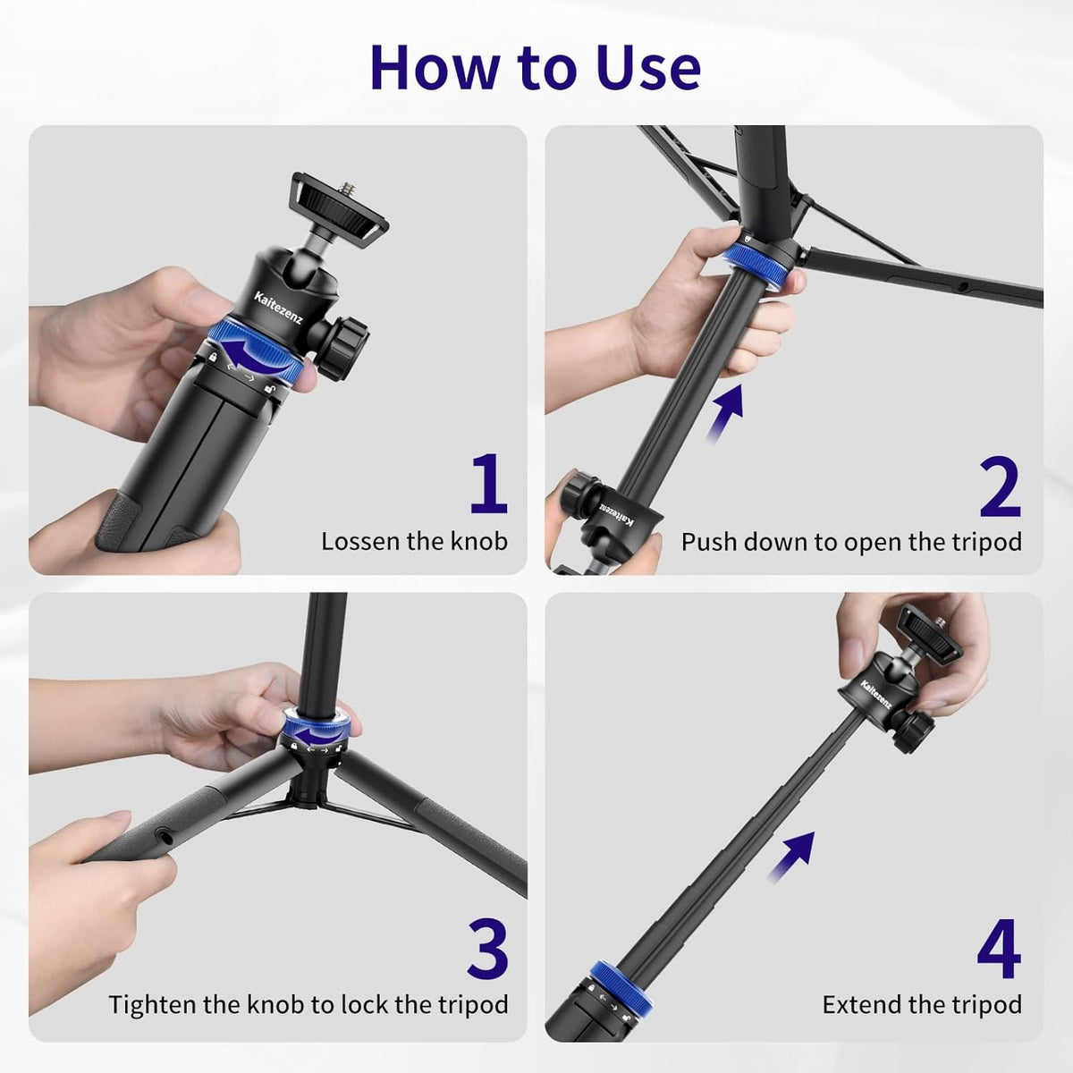 Selfie Stick Tripod for Gopro Camera, 62" Extendable Tripod Stand with 360° Ball Head 1/4" Screw, Portable Lightweight Camera Tripod for GoPro Max Hero 11 10 9 8 7 6 5 DJI OSMO Action Camera