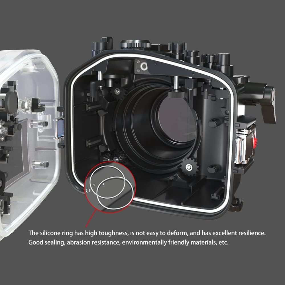 Sea frogs Underwater Camera Case Compatible with Canon EOS R6 60MM IPX8 40m/130ft Maximum Diving Depth Waterproof Camera Housing for Diving, Surfing, Rowing, Skiing