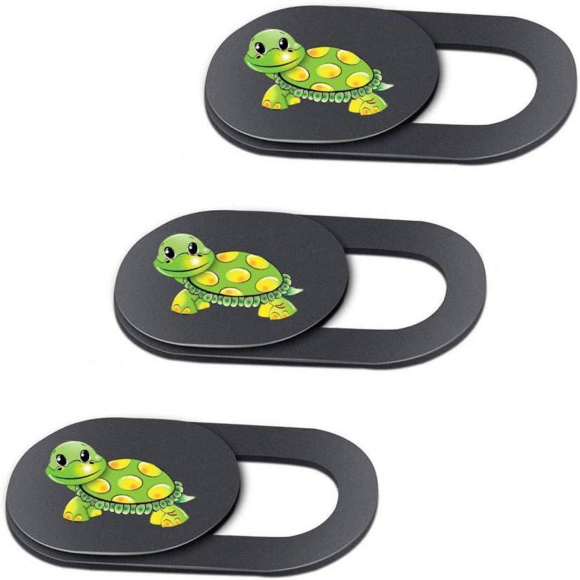 3 Pack Laptop Web Camera Cover Ultra Thin (0.027in) Webcam Cover Slide Turtle Printed for Laptop,Desktop,PC,Macboook,iMac,Computer,Smartphone