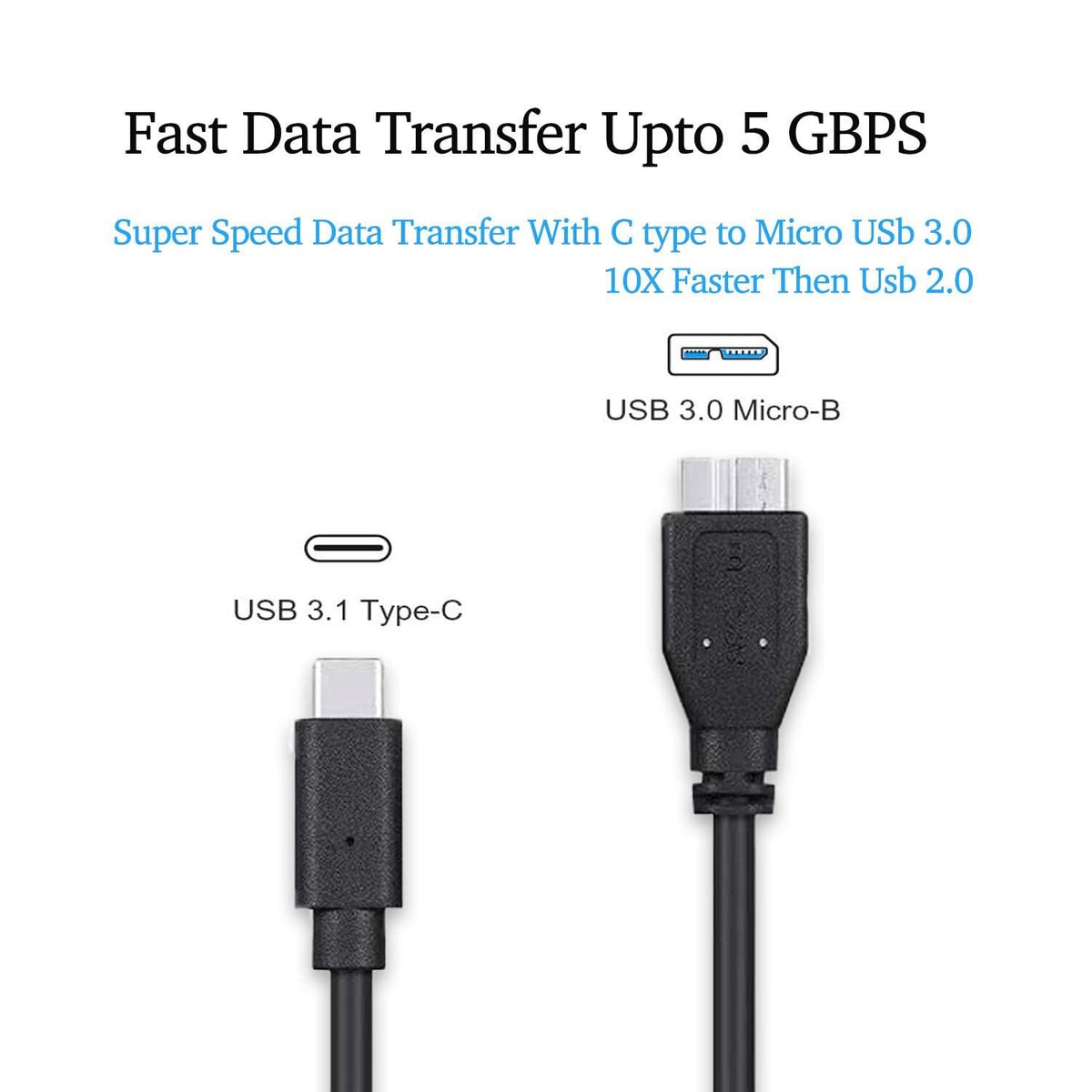 Master Cables USB C to Micro B Cable 0.5 Metre USB C Hard Drive Cable Compatible with Toshiba Canvio Seagate WD Element External Hard Drives SSD HDD Galaxy S5 Camera Tablets Phones etc.