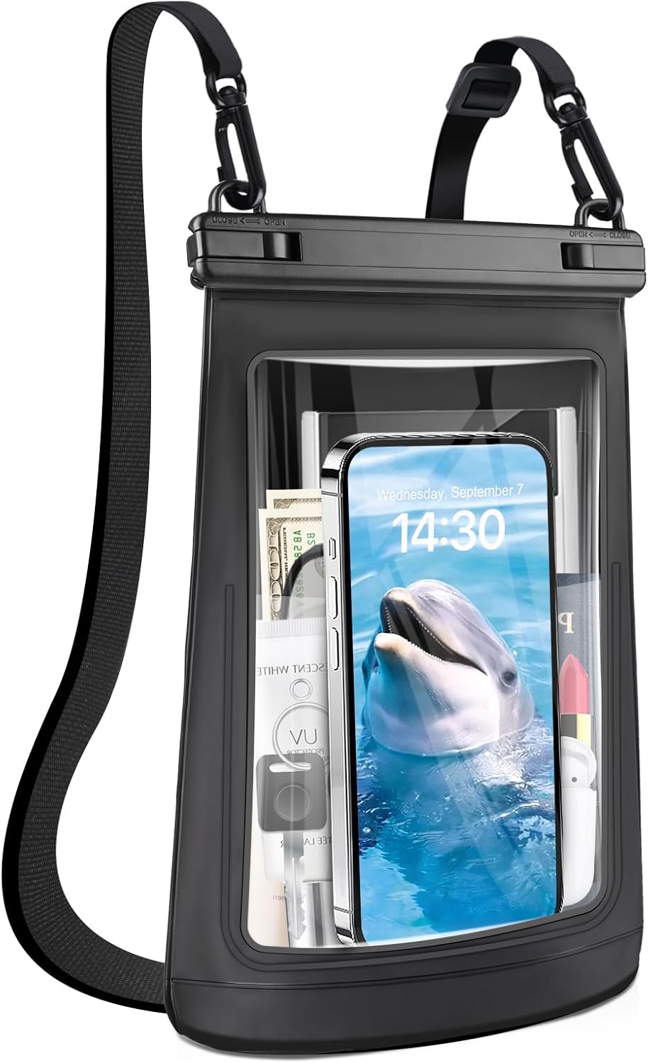 2L Waterproof Phone Pouch for iPhone 16 15 14 11 Pro Max & Galaxy S24 S21 - Floating Large Capacity Dry Bag Stores Sunscreen, Sunglasses - Oversized Waterproof Bag for Beach, Swimming, Kayaking