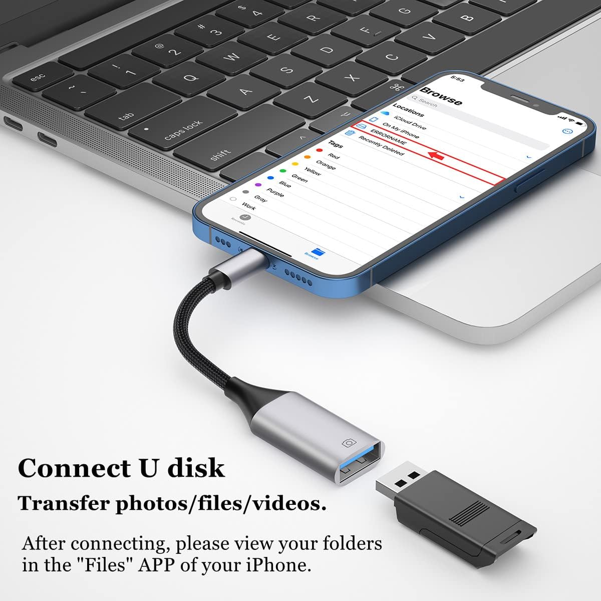 IVSHOWCO Lightning to USB Adapter [Apple MFi Certified], USB Camera Adapter for iPhone, iOS OTG Cable Adapter, Supports Flash Drive, Card Reader, Mouse, Keyboard
