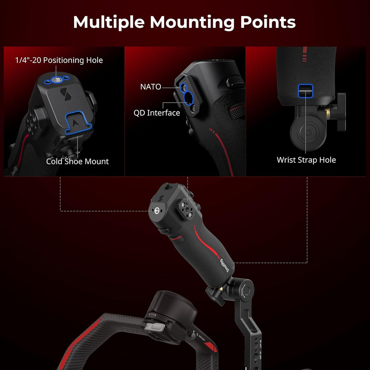 SmallRig Adjustable Sling Handle Only for DJI RS 2 / RS 3 Pro/RS 4 / RS 4 Pro Gimbal Stabilizer, Focus Control, Max Load 13.2lb, Joystick Operation, Mode Switching, Centering/Locking
