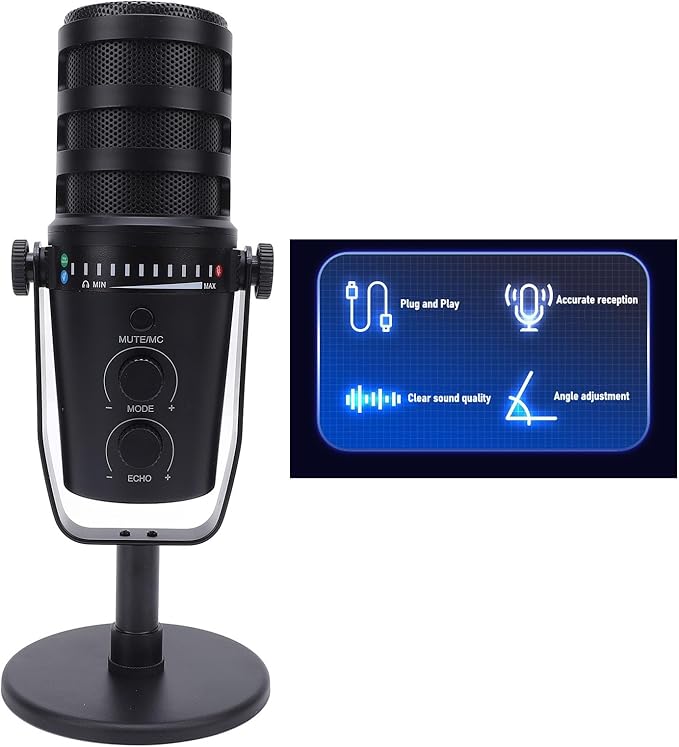 GOWENIC USB XLR Dynamic Microphone for Podcast Recording PC Computer Gaming Streaming Mic with Desktop Stand Vocal Mic for Recording Studio Content Creation Online Chat
