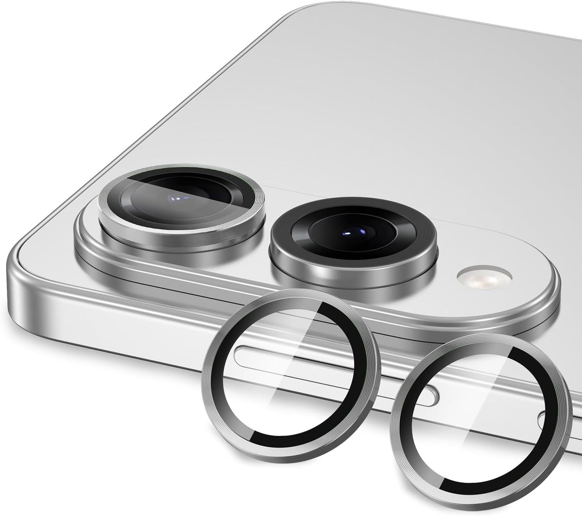 for Samsung Galaxy S25 Edge Camera Lens Protector, Individual Metal Ring Tempered Glass Lens Cover, [Strong Adsorption] Scratch Resistant Ultra-Thin HD Clear Lens Cover, 1 Set-Gray