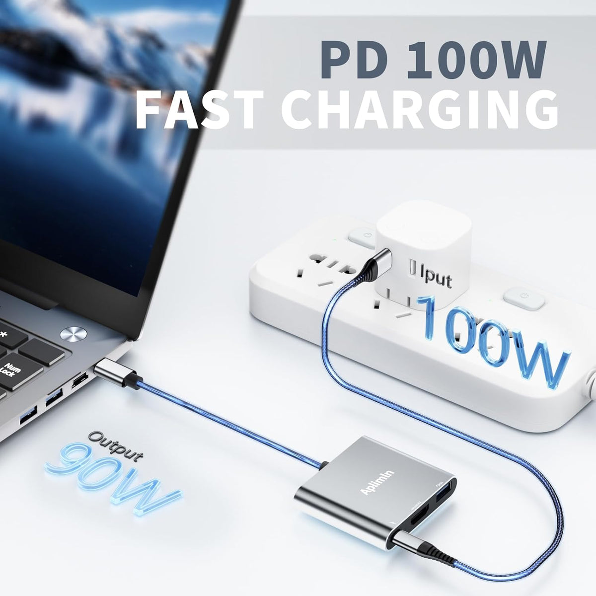 USB C to HDMI Adapter, 4K@60Hz HDMI to USB-C Adapter with USBA 3.0 & 100W PD Port Multiport Digital AV Converter for MacBook Pro/Air, iPad, iPhone 15/16, Tablets, Switch, TV, Monitor and More