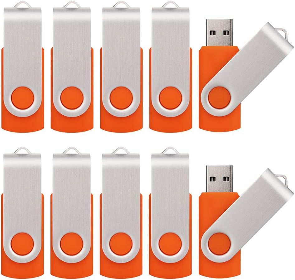 100 Pack USB 2.0 Flash Drives - 8GB Memory Stick Bulk - Orange