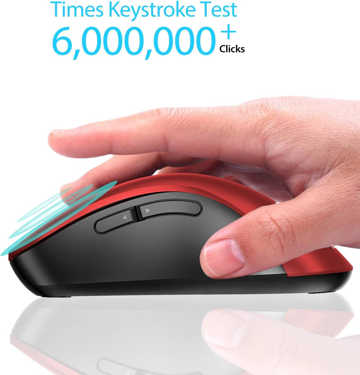 memzuoix 2.4G Wireless Mouse, 1400 DPI Mobile Optical Cordless Mouse with USB Receiver, Portable Computer Mice for Laptop, PC, Desktop, MacBook, 5 Buttons, Red