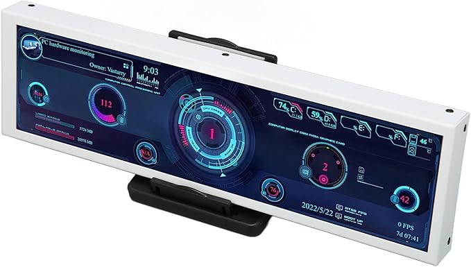 Zopsc 8.8 Inch Computer Temp Monitor 8.8 Inch USB Mini Screen PC Sensor Panel Display PC CPU Data Monitor Temperature Display for RasPi for Linux for