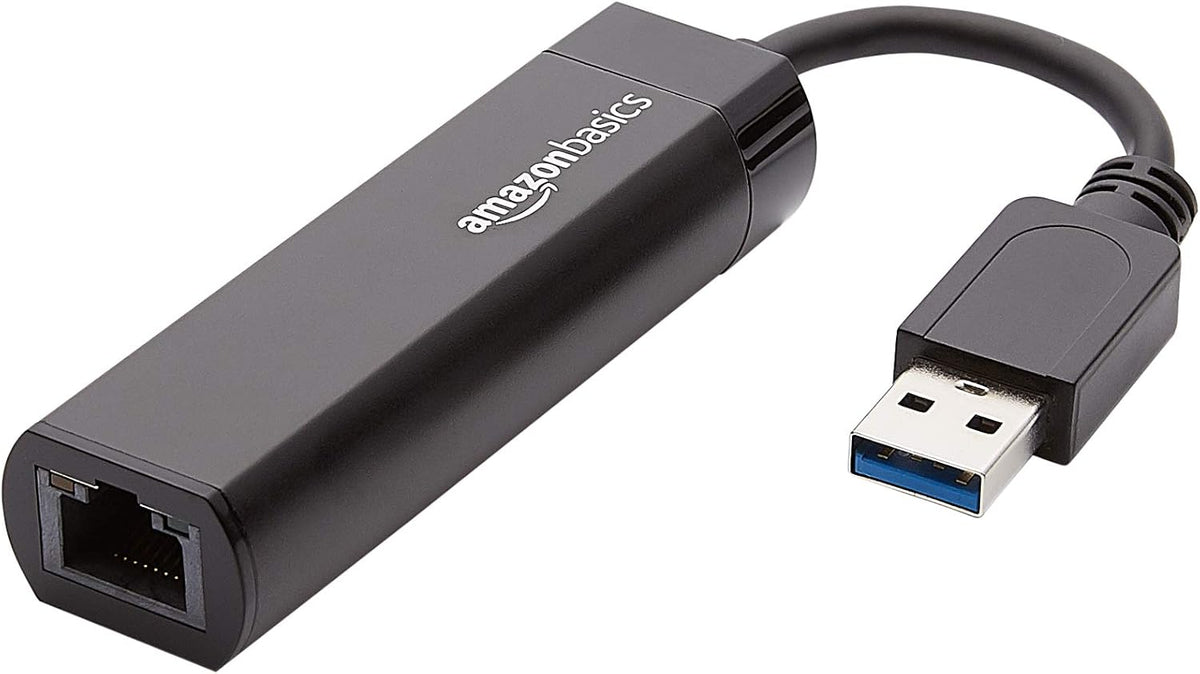 Amazon Basics USB 3.0 to 10/100/1000 Gigabit Ethernet Internet Adapter, Black