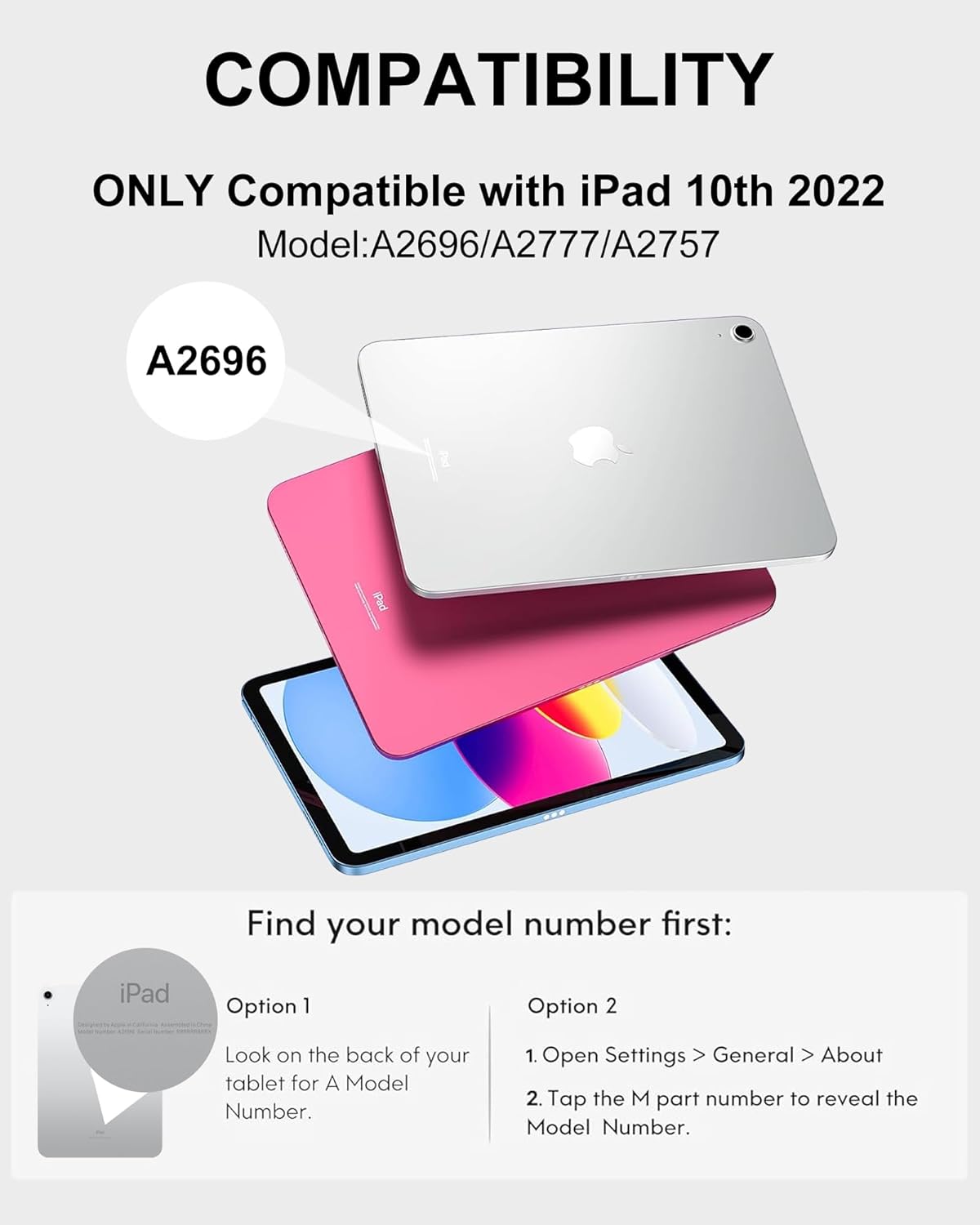 Keyboard Case for iPad 10th Generation 2022 10.9-inch - Rechargeable Detachable Wireless Bluetooth Keyboard - Smart Folio Cover with Pencil Holder for 10.9 inch Apple iPad 10th Generation, Grey