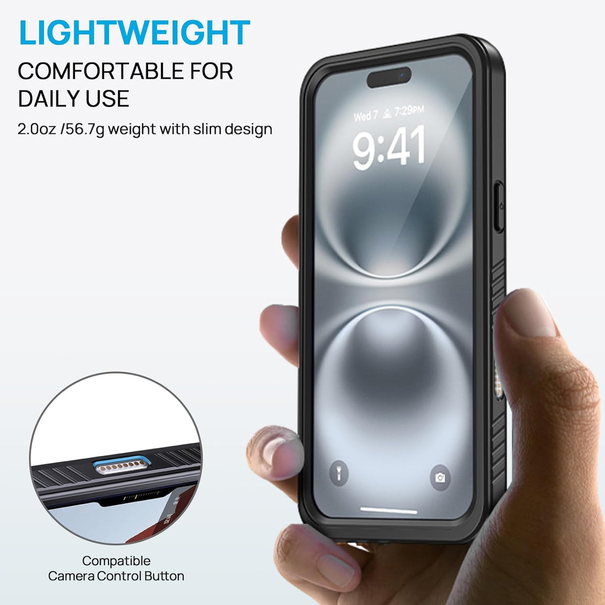 Lanhiem for iPhone 16 Plus Case, IP68 Waterproof Dustproof Shockproof Cases with Built-in Screen Protector, 360 Full Body Heavy Duty Rugged Phone Cover for iPhone 16 Plus - 6.7 inch (Black/Clear)