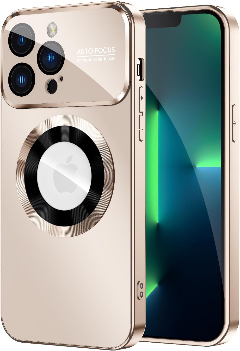 Magnetic for iPhone 13 Pro Case, Built-in Camera Lens Protector, Compatible with MagSafe, Logo View, Military Grade Protective Phone Cover, Desert Titanium
