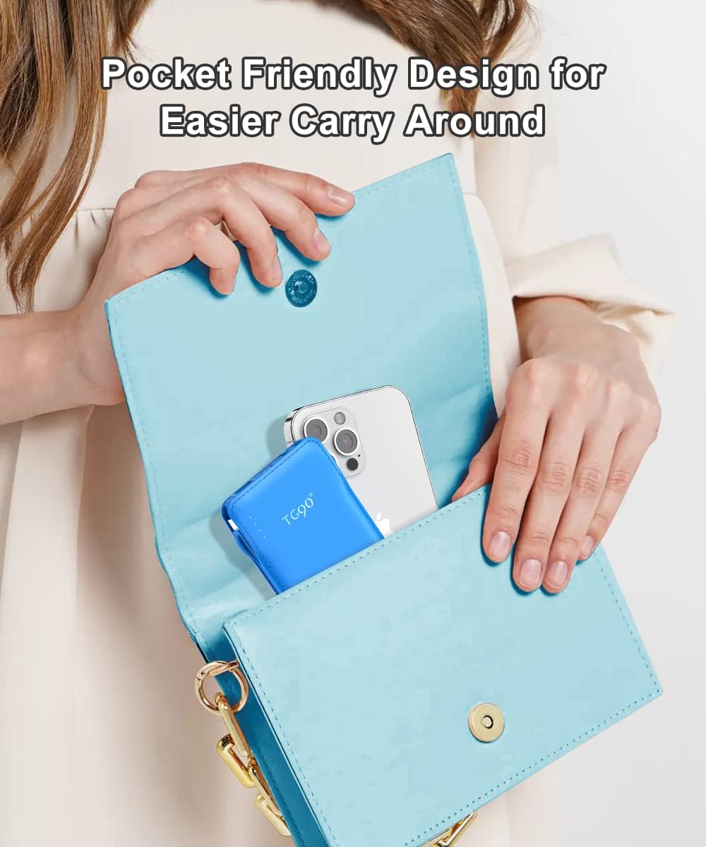 TG90° 10000mah Power Bank Portable Charger with Built-in Cables, Portable Phone Charger Battery Backup Compatible with iPhone 16 15 14 13 12 and Android Phones