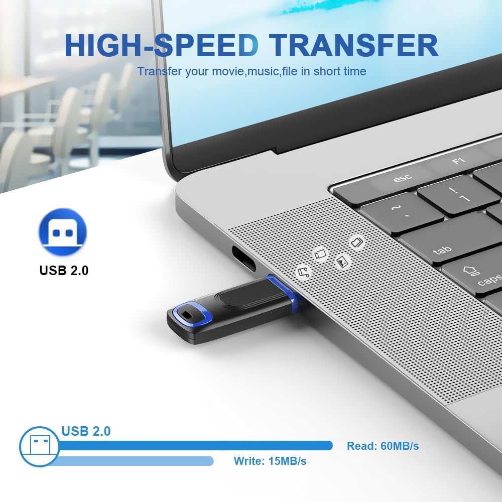 TOPESEL 64GB Flash Drive 5 Pack, USB 2.0 Thumb Drives High Speed Memory Stick Jump Drive Zip Drive for Data Storage and Backup (Five Mixed Colors: Red Blue Cyan Orange Green)