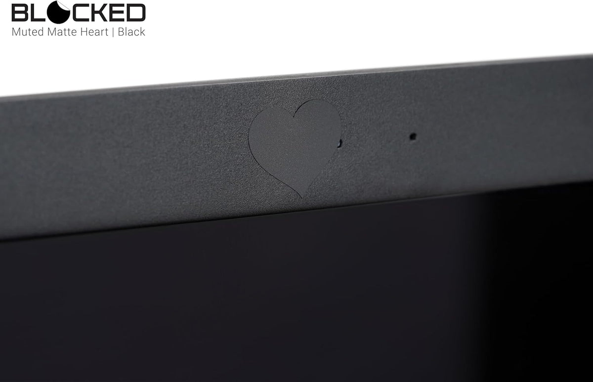 BLOCKED Stackable Webcam/Camera Vinyl Covers | 57 Low-Tack Restickable Webcam Sticker | 3-Sizes | Black 57-Pack Hearts (Muted Matte)