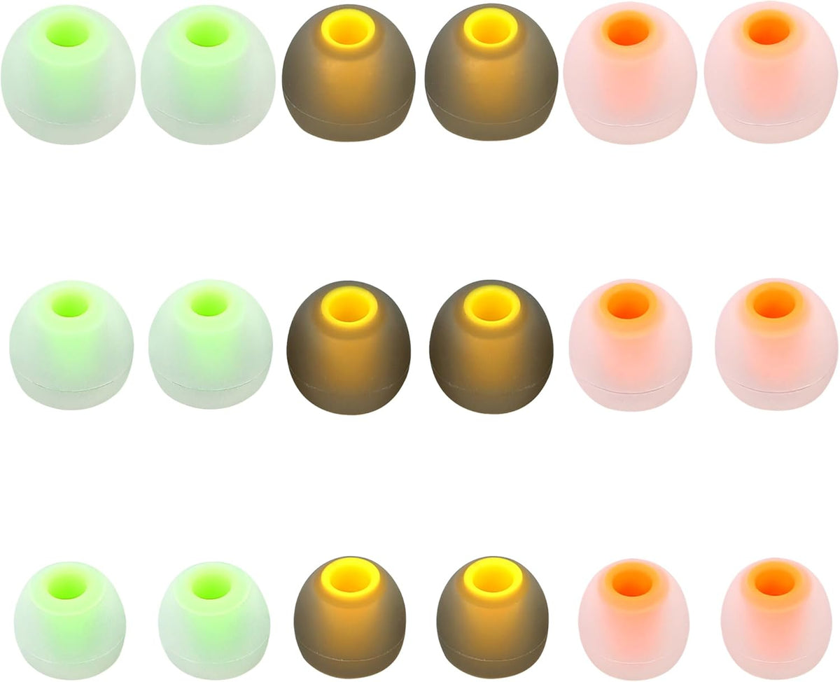 Silicone Earbud Tips - S M L, Fit Most In-Ear Earbuds (Inner Hole 3.8mm - 5.1mm), 9 Pairs