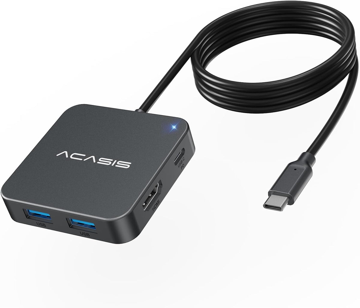 ACASIS 4FT 10Gbps, 4K 60Hz 100W 3 A3.1+1 3.1 USB C Hub Long Cable Multiport Adapter with HDMI, Power Delivery, USB