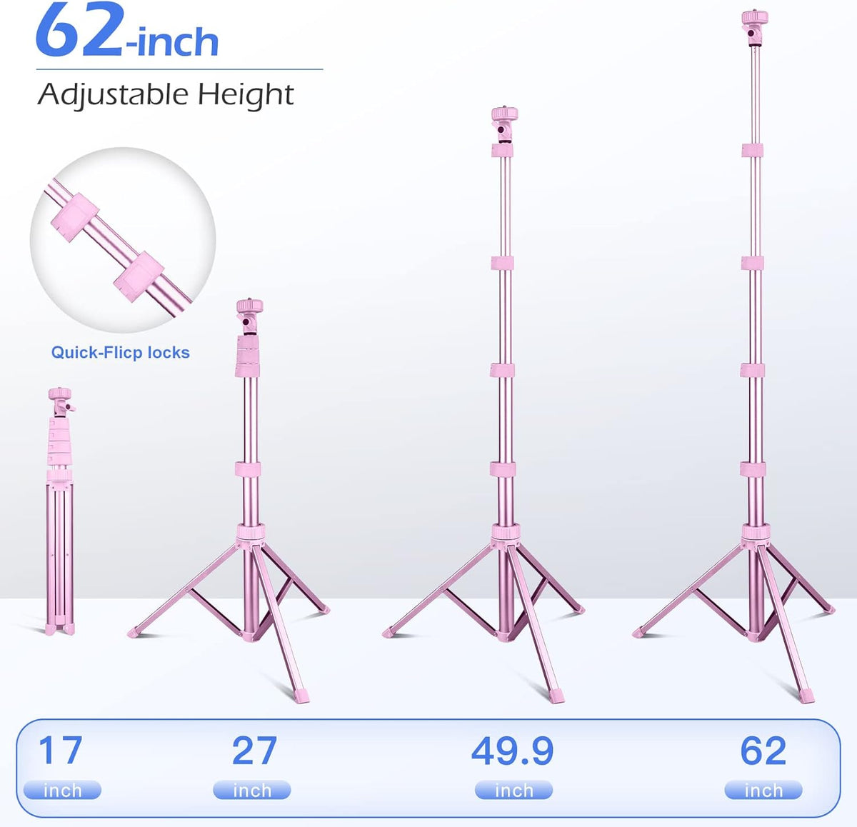 Sensyne 62" Phone Tripod & Selfie Stick, Extendable Cell Phone Tripod Stand with Wireless Remote and Phone Holder, Compatible with iPhone Android Phone, Camera