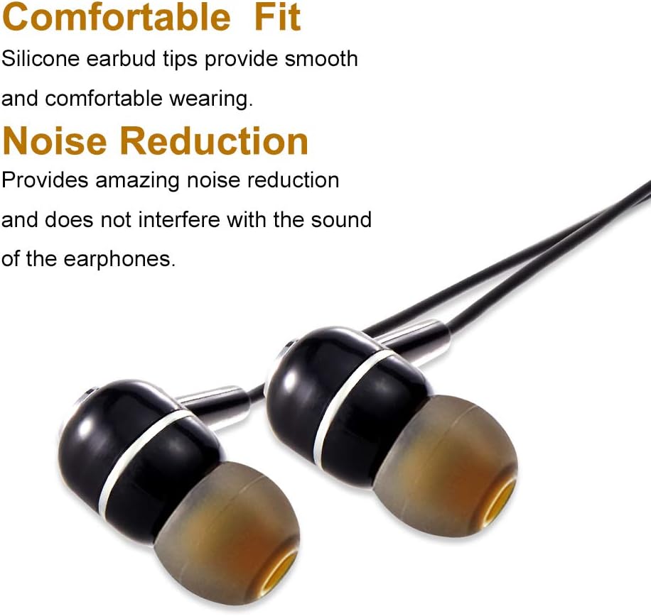 Earbud Tips Soft Silicone Earbuds Replacement Tips Fit for in-Ear Headphones(Inner Hole from 3.8mm - 4.2mm Earphones) 9 Pairs S/M/L,Gray/Yellow