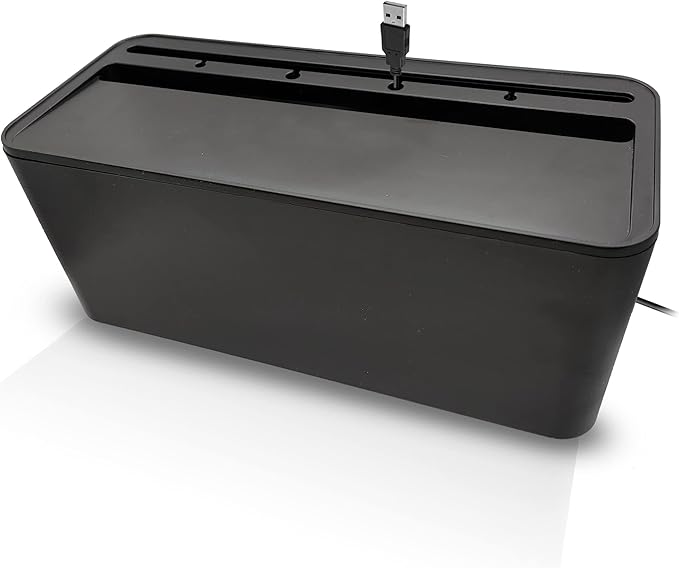 Cable Management Box Cord Organizer - The Cable Storage Box can Manage Hide Plugs Wires Power Strips USB Hub Router TV Computer Desk Cable for Home and Office Medium Black