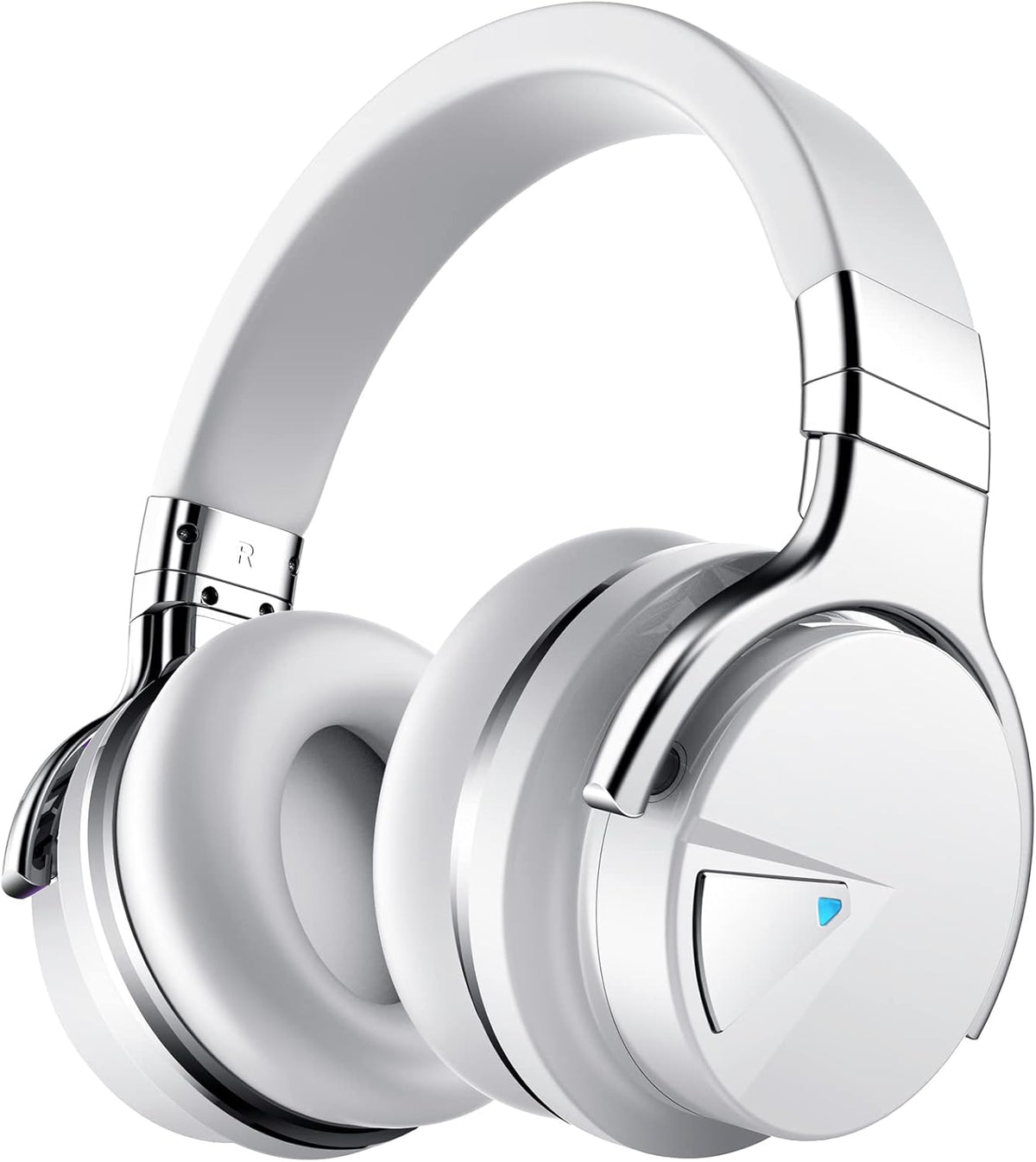 Silensys E7 Active Noise Cancelling Headphones Bluetooth Headphones with Microphone Deep Bass Wireless Headphones Over Ear, Comfortable Protein Earpads, 30 Hours Playtime for Travel/Work, White