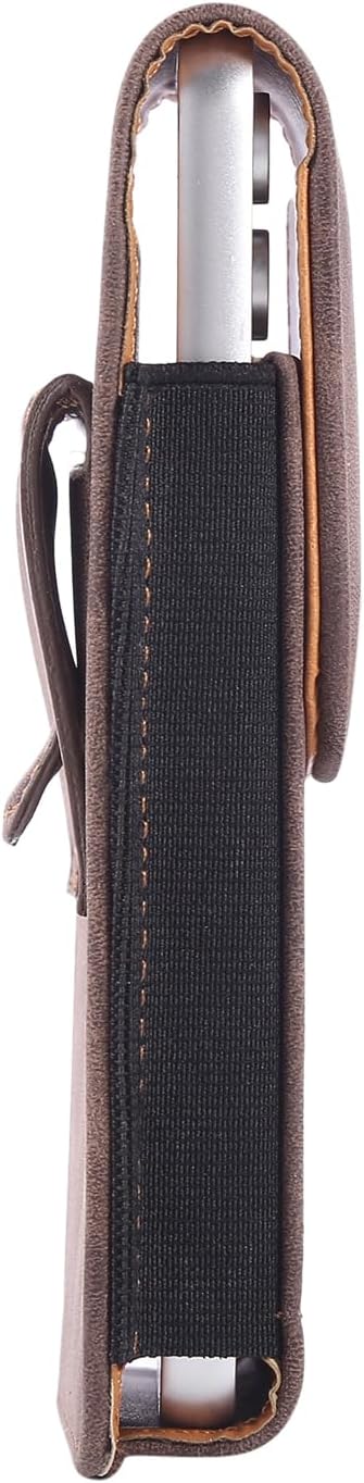 Bourisen Phone Holster Pouch Case Belt Clip Loops Card Slot for Man iPhone12 13 14 15 16 17,11 12 13 14 15 16 17pro,17Air/Samsung S25 S24 S23 S22 S21 S20/LG/Moto (Brown&Yellow, L(6.1" x3.2''x0.8))