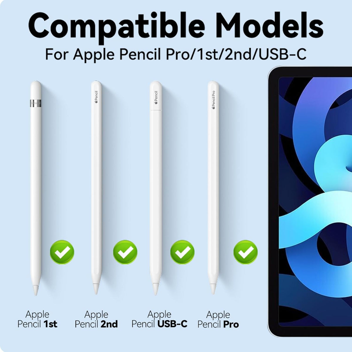 (4 Pack) Replacement Tips for Apple Pencil 2nd Generation and Pencil 1st Generation,Inesore Upgraded Apple Pencil Tips Accessories Compatible with Apple Pencil 2 Generation iPad Pro Pencil Nib