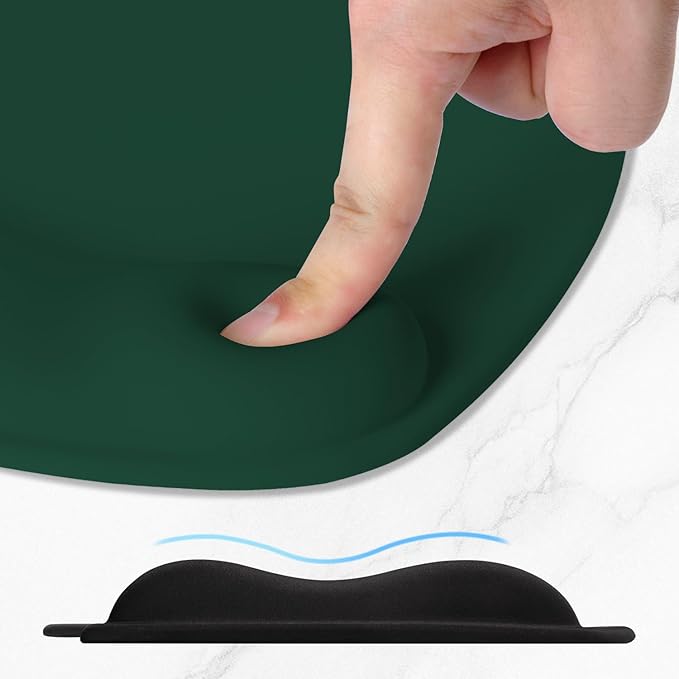 ITNRSIIET Ergonomic Mouse Pad, Cushioned Gel Wrist Rest, Non-Slip Base, Smooth Surface, Cute Multi-Color, 9.5 x 8.2 in, Deep Green