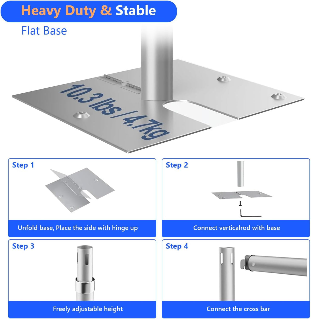 Pipe and Drap Backdrop Stand Kit ,10x 10ft Heavy Duty Adjustable Frame Backdrop Stand with Flat Base,Carry bag for Event, Birthday Party, displays and Wedding Decoration